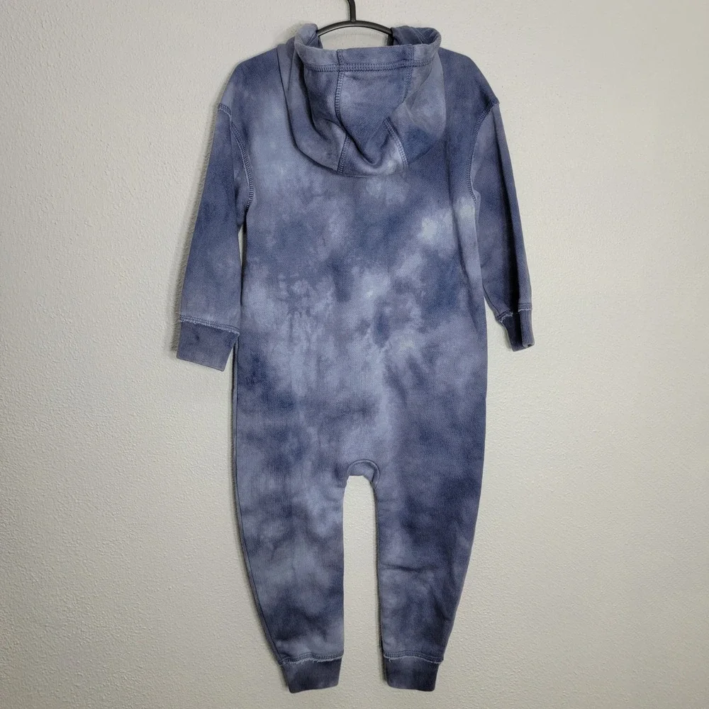 Baby Gap Blue Tie Dye Fleece Hooded One Piece Romper‎ Jumpsuit 18-24 Months 2041